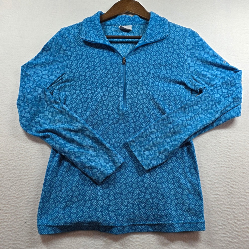 Columbia Glacial IV Half Zip Blue Geometric Fleece Pullover XL6047 Women's S